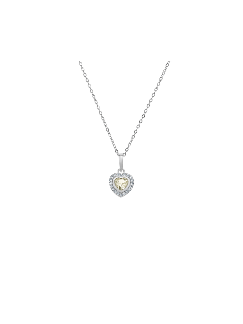 Sterling Silver Yellow Cubic Zirconia Kid's November Birthstone Pendant Necklace
