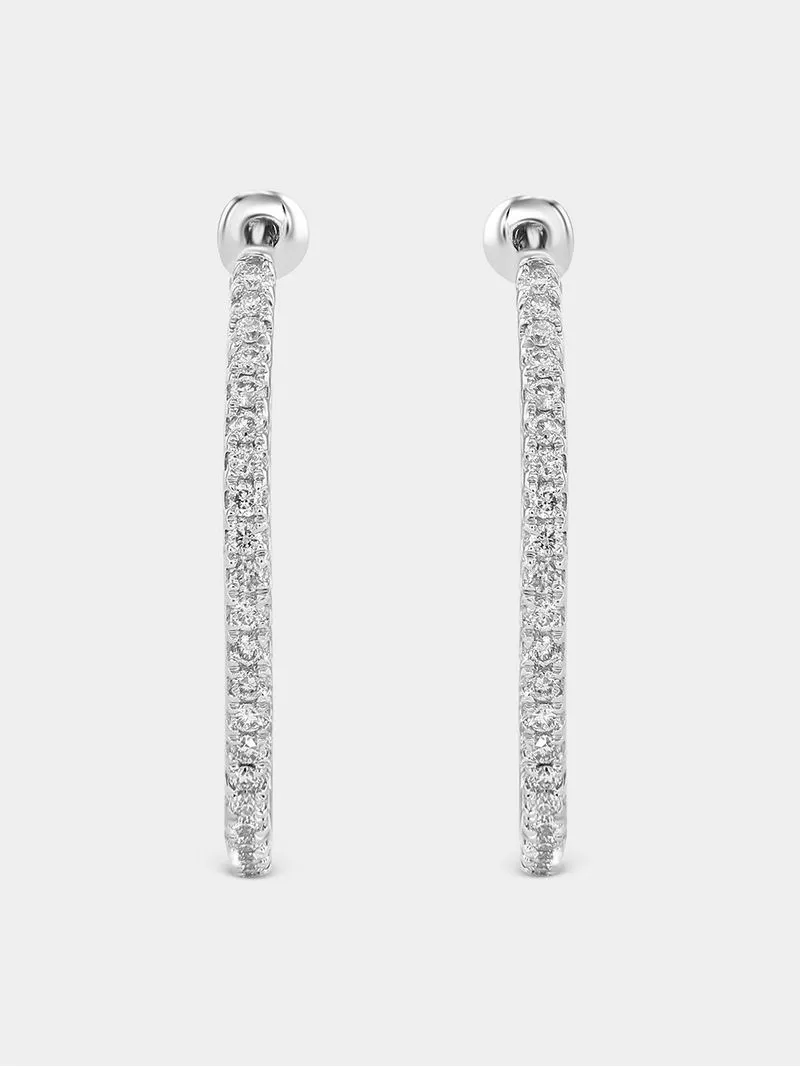 White Gold 0.45ct Lab Grown Diamond Women’s Double Sided Hoop Earrings