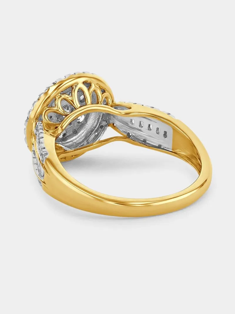 Yellow Gold 0.7ct Lab Grown Diamond Round Halo Ring