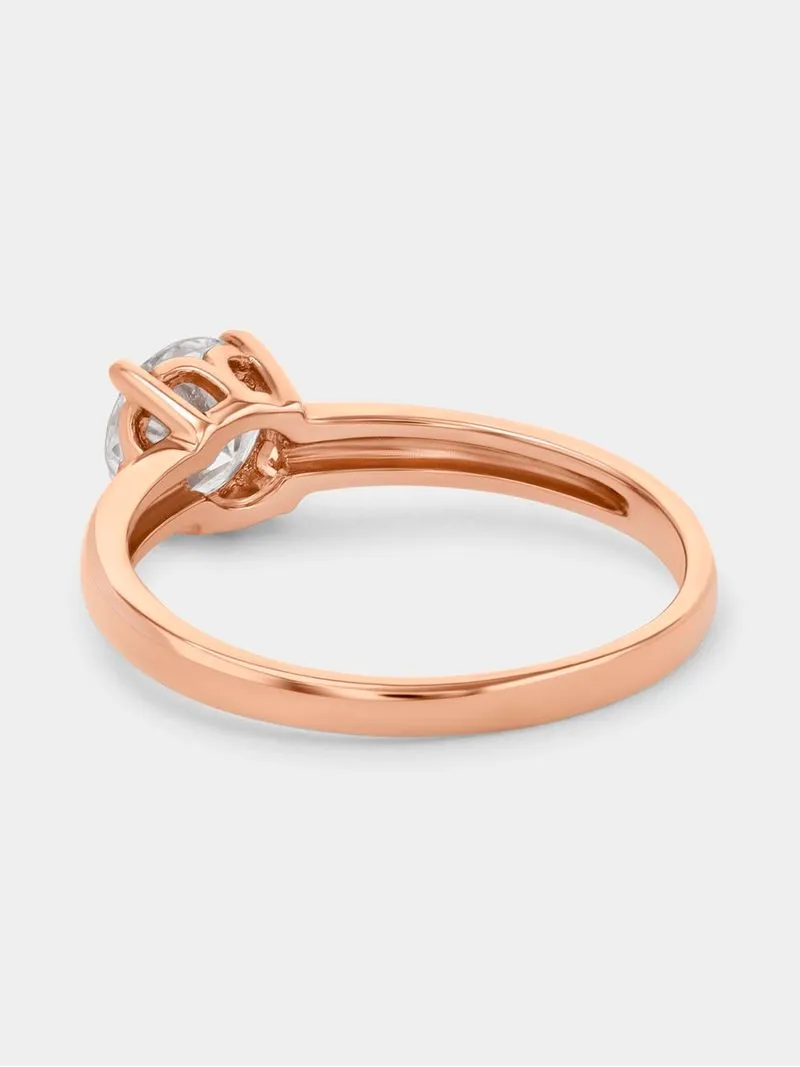 Cheté Rose Plated Sterling Silver Cubic Zirconia Solitaire Ring