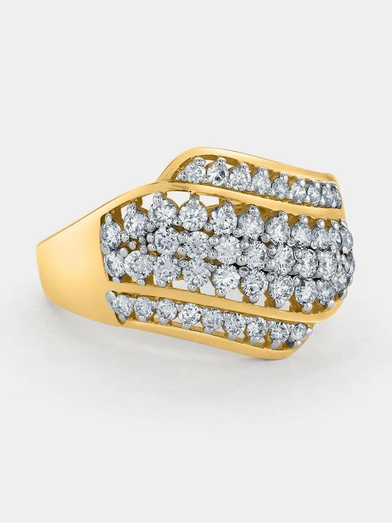 Yellow Gold 1.00ct Diamond Women’s Sunwave Ring