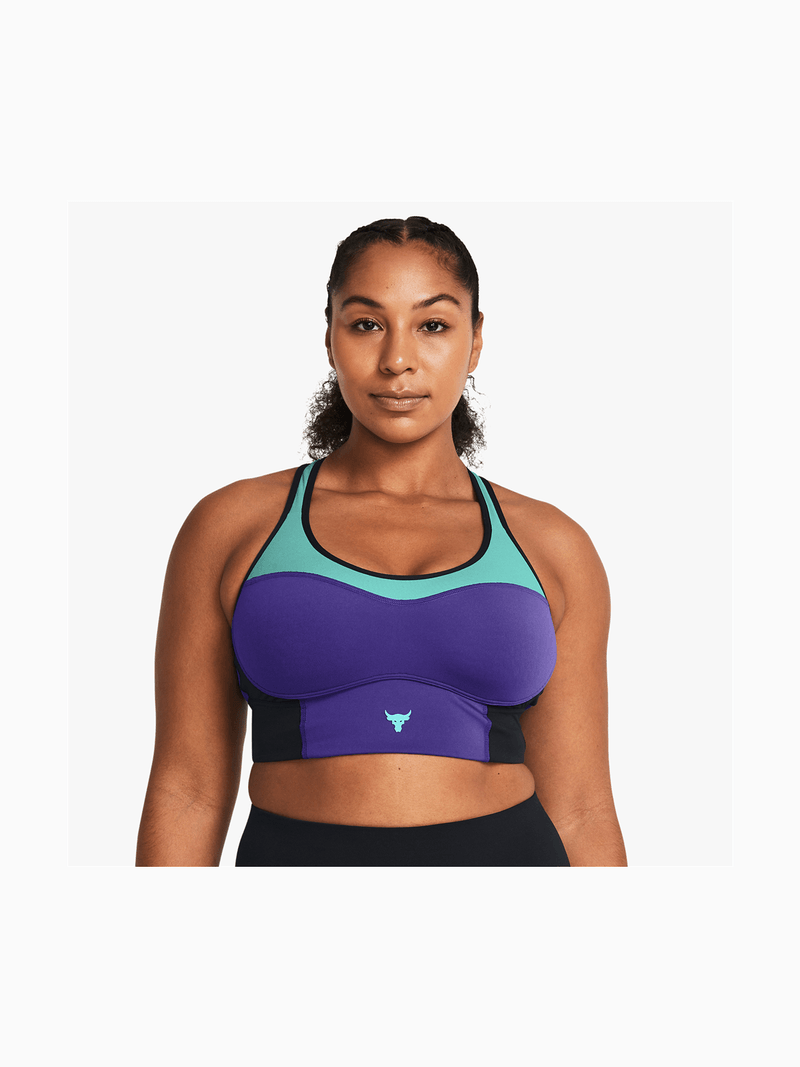 Womens Under Armour Project Rock Infinity Medium Impact Colour Block Bra