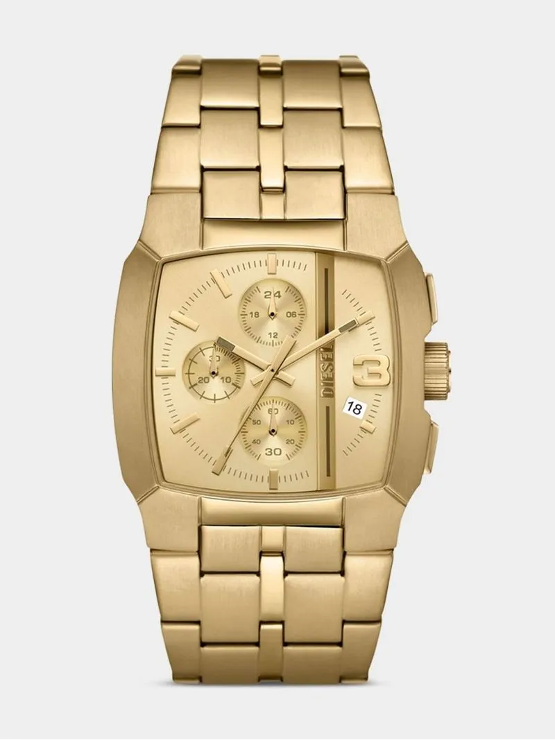 Diesel Cliffhanger Gold Plated Stainless Steel Chronograph Bracelet Watch