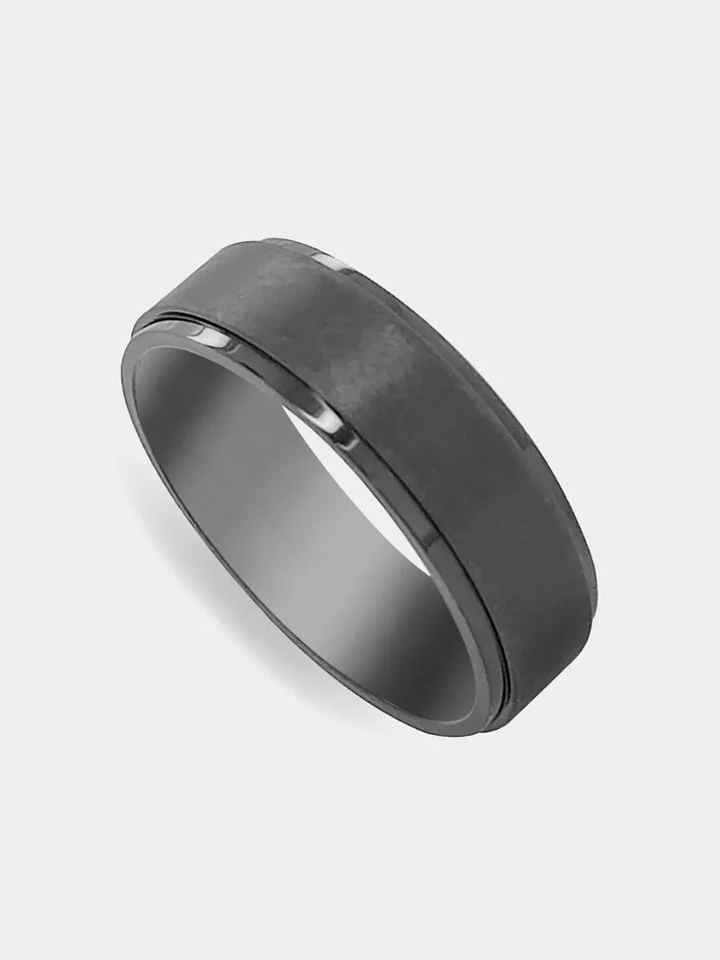 Black Tone Zirconium Bevelled Edge Men’s Wedding Band
