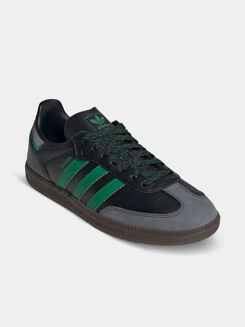 adidas Originals Women's Samba Black/Green Sneaker