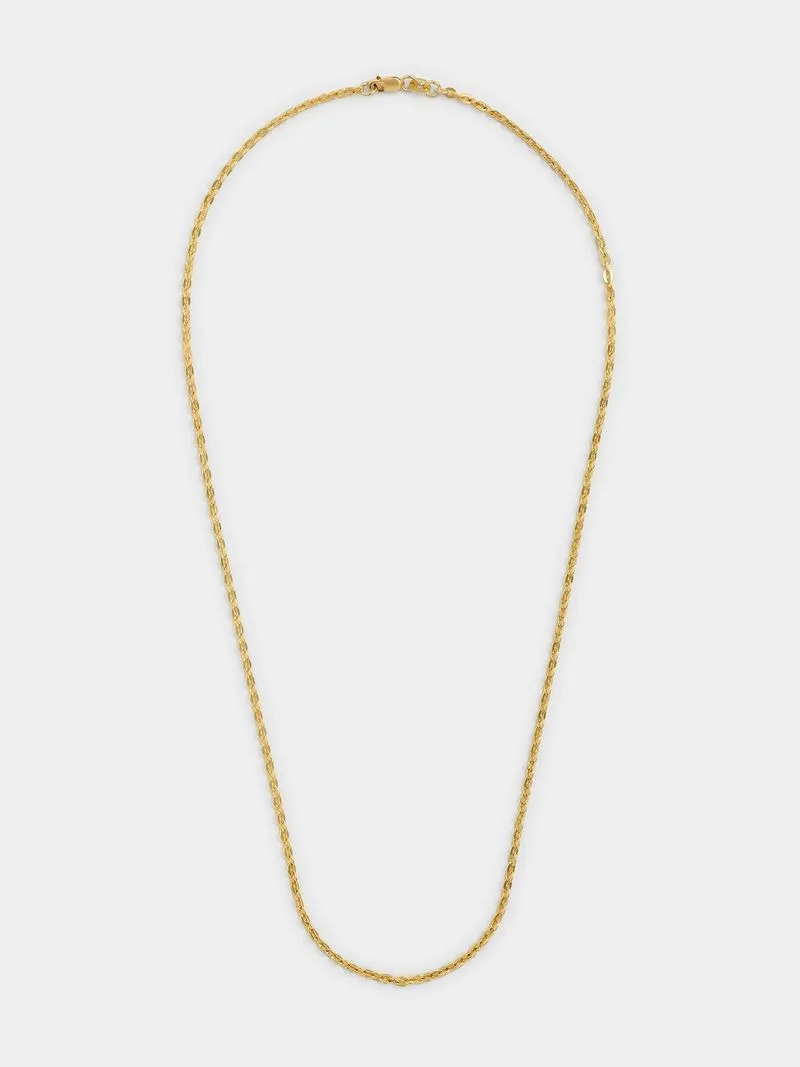 Yellow Gold & Sterling Silver Flat Anchor Chain
