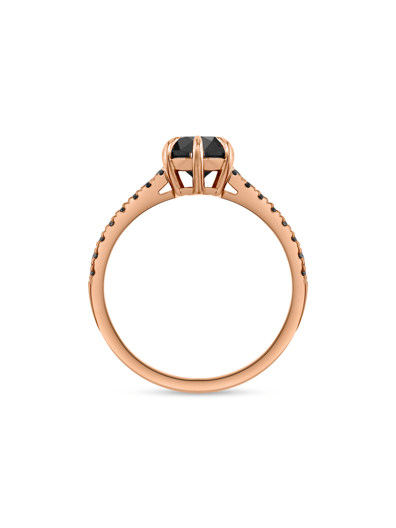 Rose Gold 1.44ct Black Diamond Classic Solitaire Ring