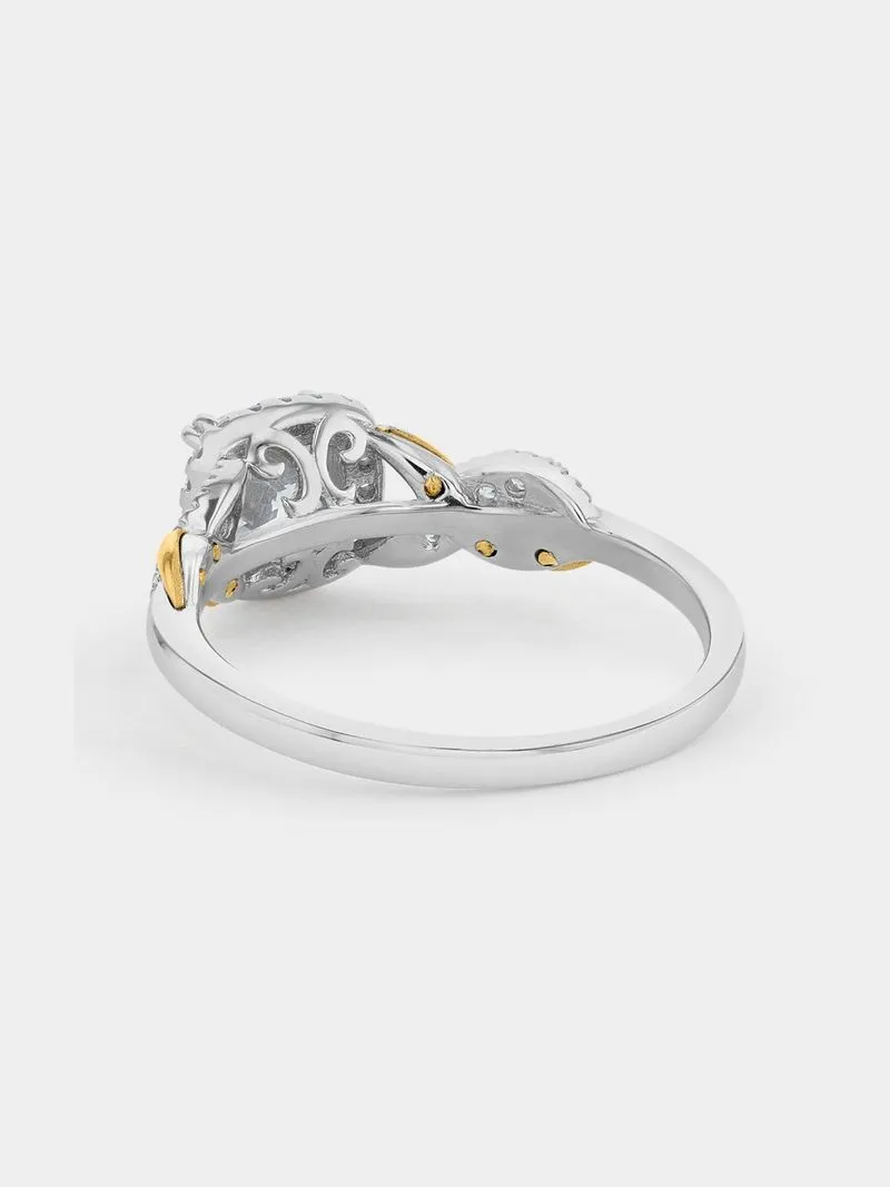 Yellow Gold & Sterling Silver, Cubic Zirconia Cushion-cut Halo Infinity Ring
