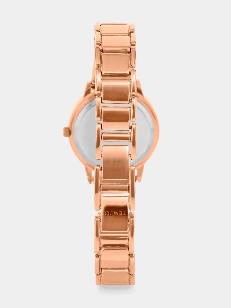 Tempo Women’s Rose Plated Silver Dial Bracelet Watch