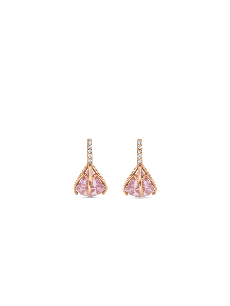 Rose Plated Sterling Silver Pink Cubic Zirconia Iconic Women’s Drop Earrings