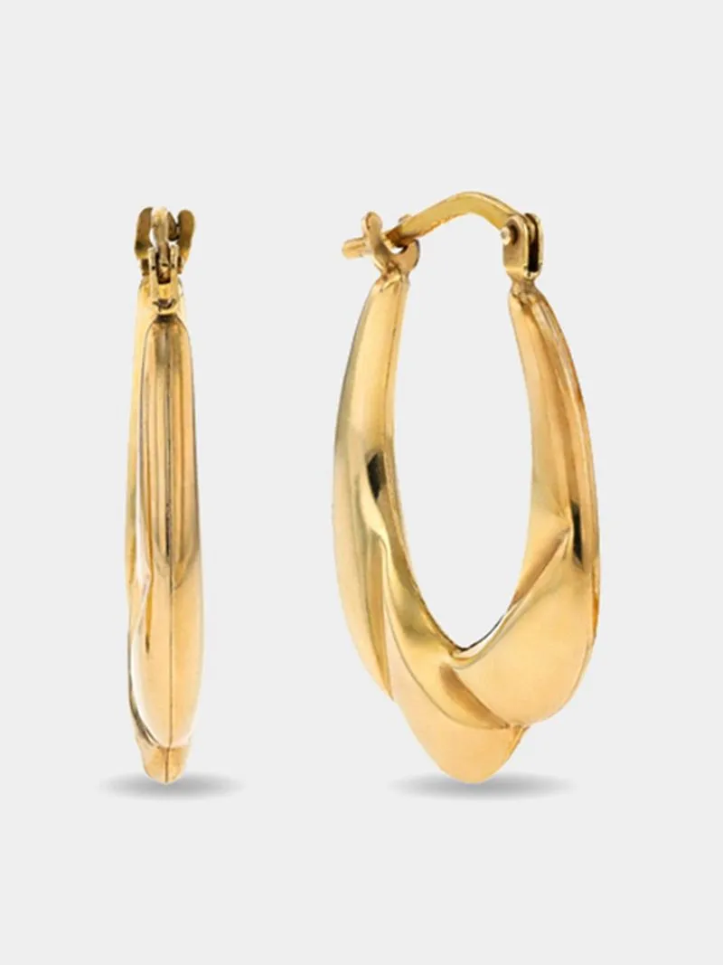 Sterling Silver & Yellow Gold,Scallop Creole Earrings