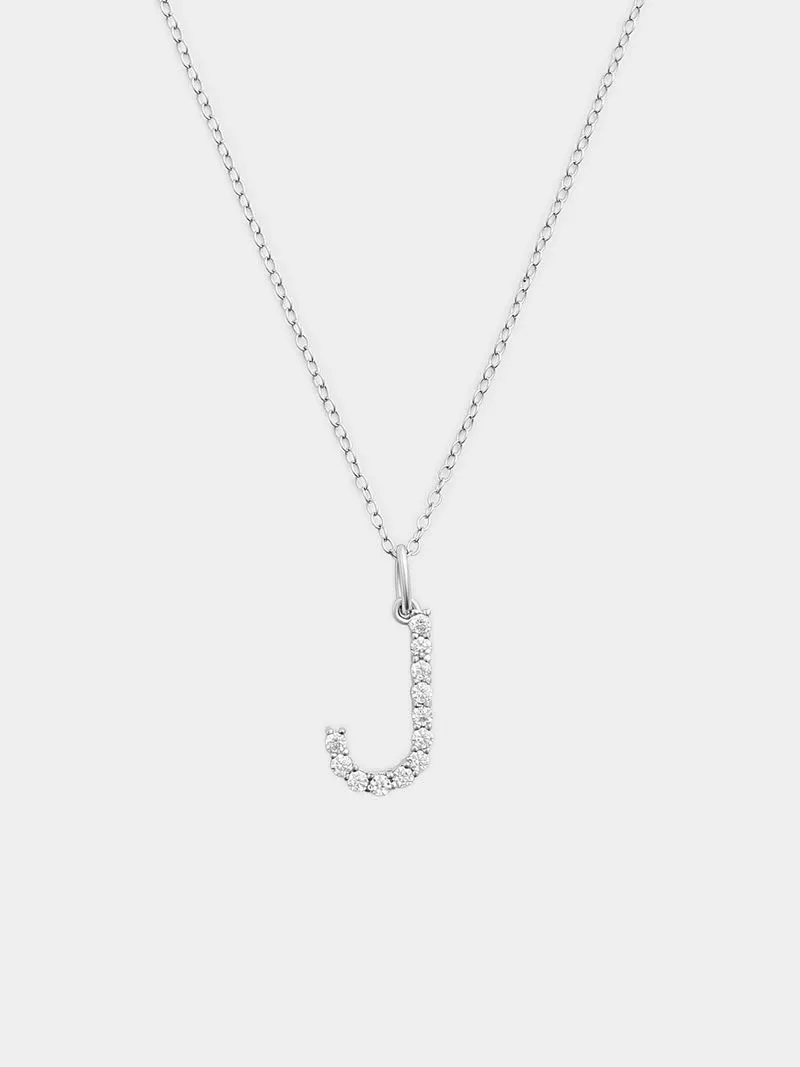 Cheté Sterling Silver Cubic Zirconia “J” Initial Pendant