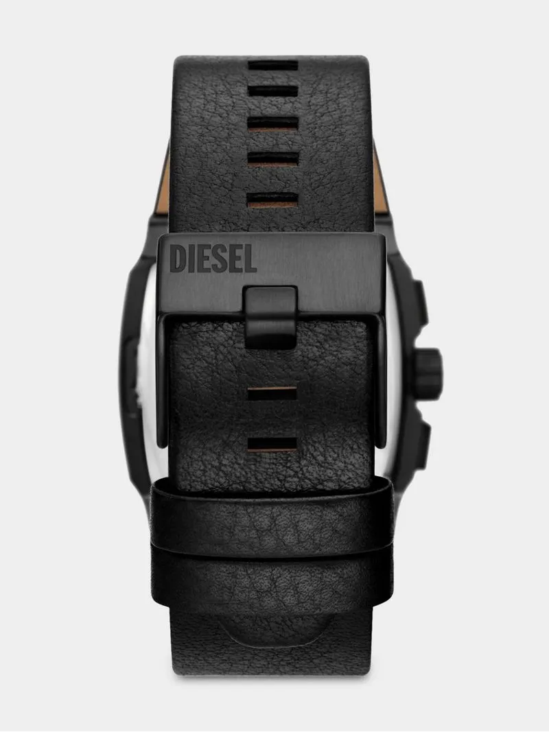 Diesel Cliffhanger Black Plated Stainless Steel Chronograph Leather Watch