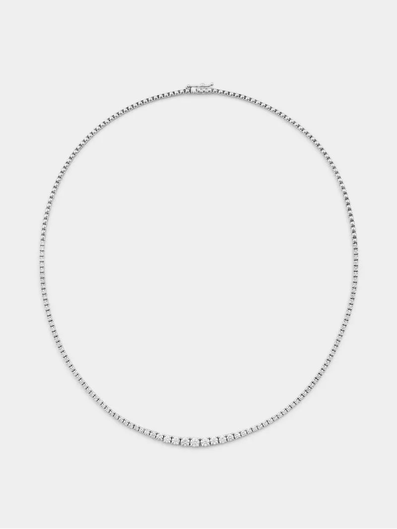 White Gold 3ct Diamond Graduated Necklace