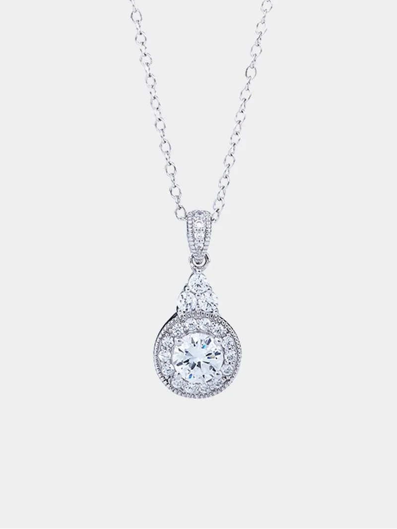 Cheté Sterling Silver Cubic Zirconia Round Halo Pendant