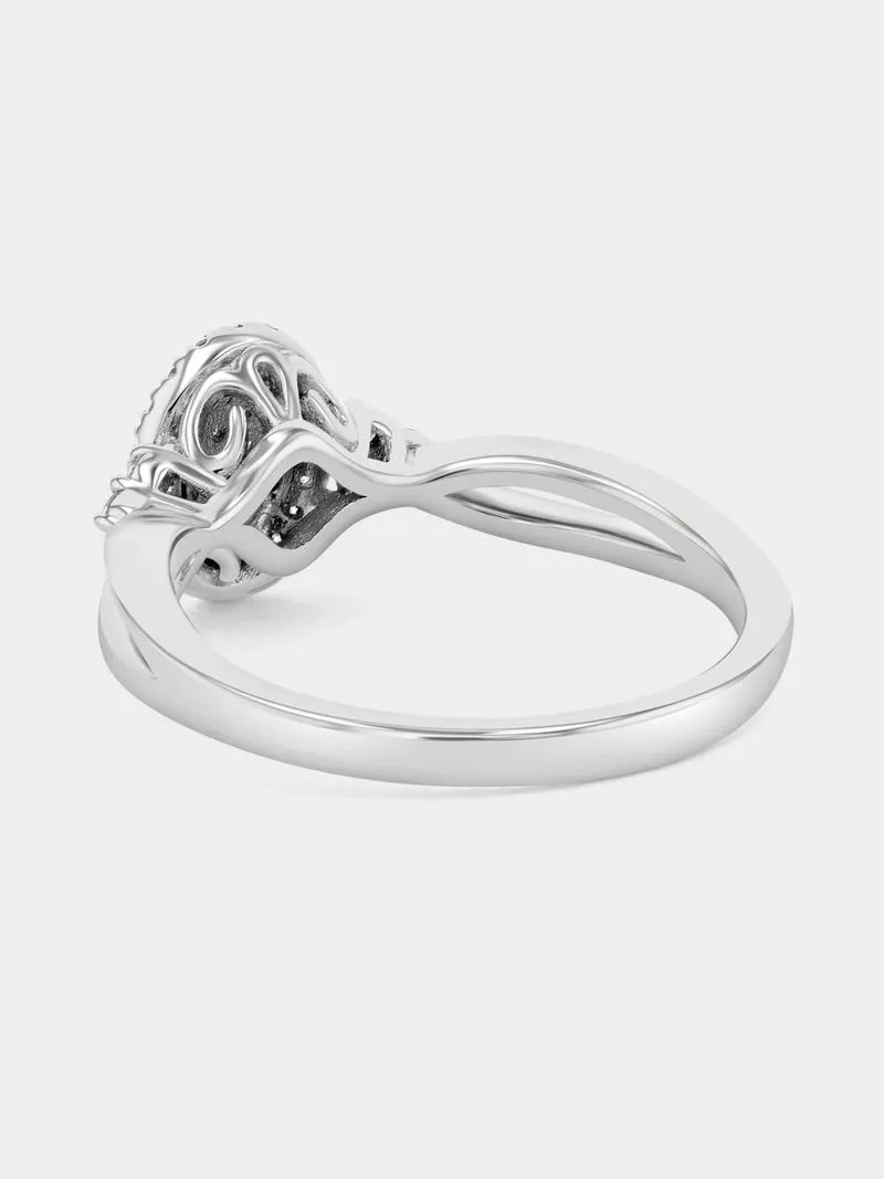 Sterling Silver & 9ct Yellow Gold Lab Grown Diamond Oval Halo Ring