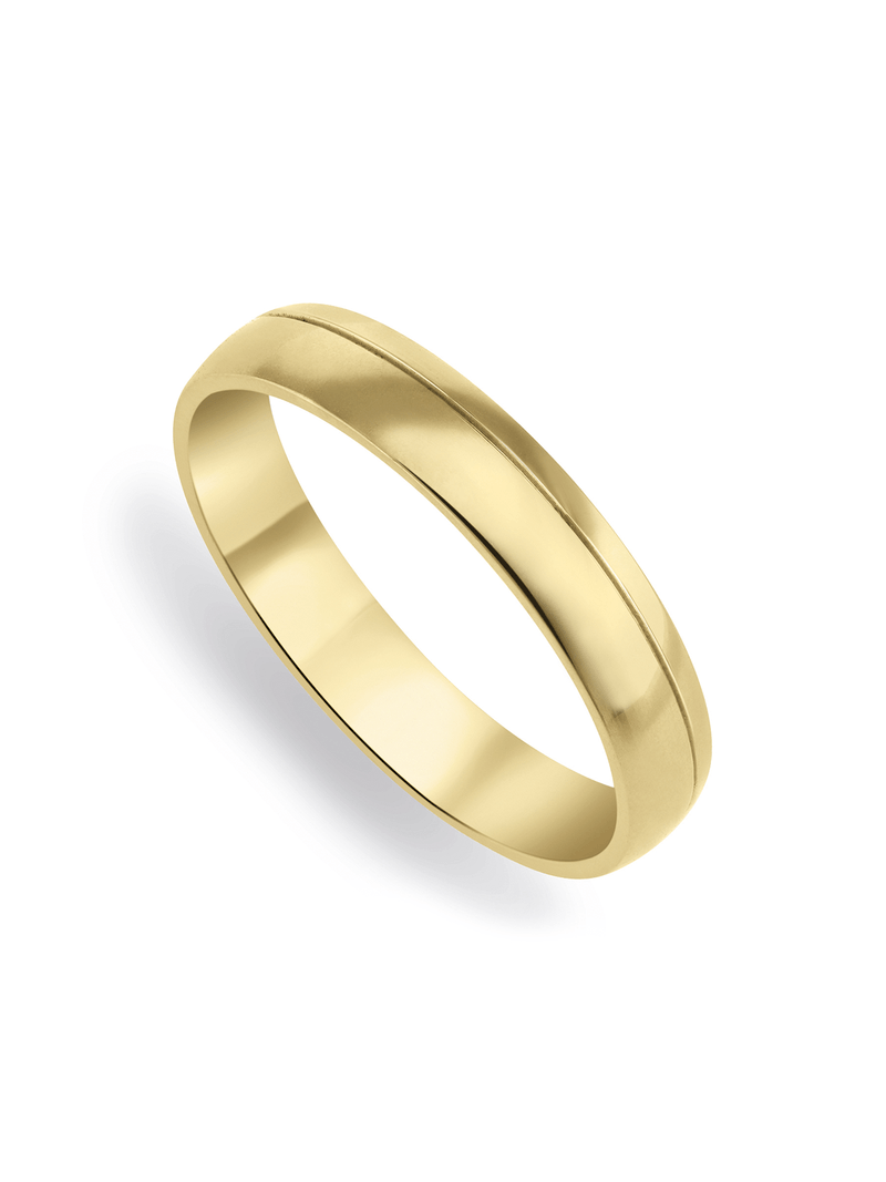 9ct Yellow Gold 5mm Side Groove Polished Wedding Band