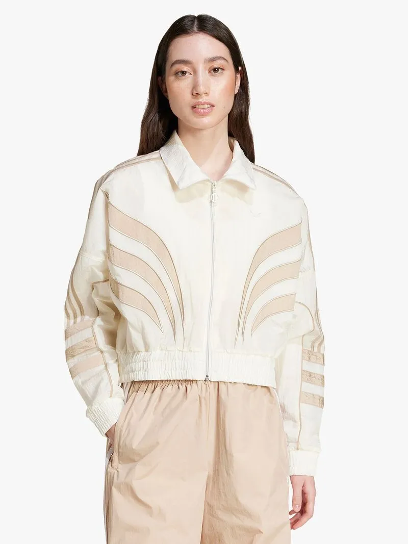 adidas Originals Women's Atanta Cut Line Loose Beige Track Top