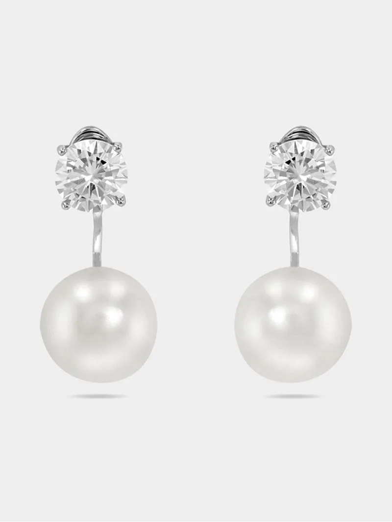 Cheté Sterling Silver Freshwater Pearl & Cubic Zirconia Drop Earrings