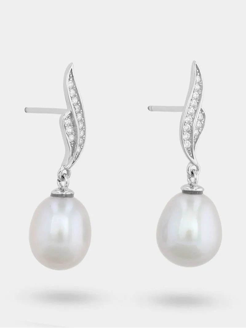 Sterling Silver Grey Freshwater Pearl Women's Drop Earrings