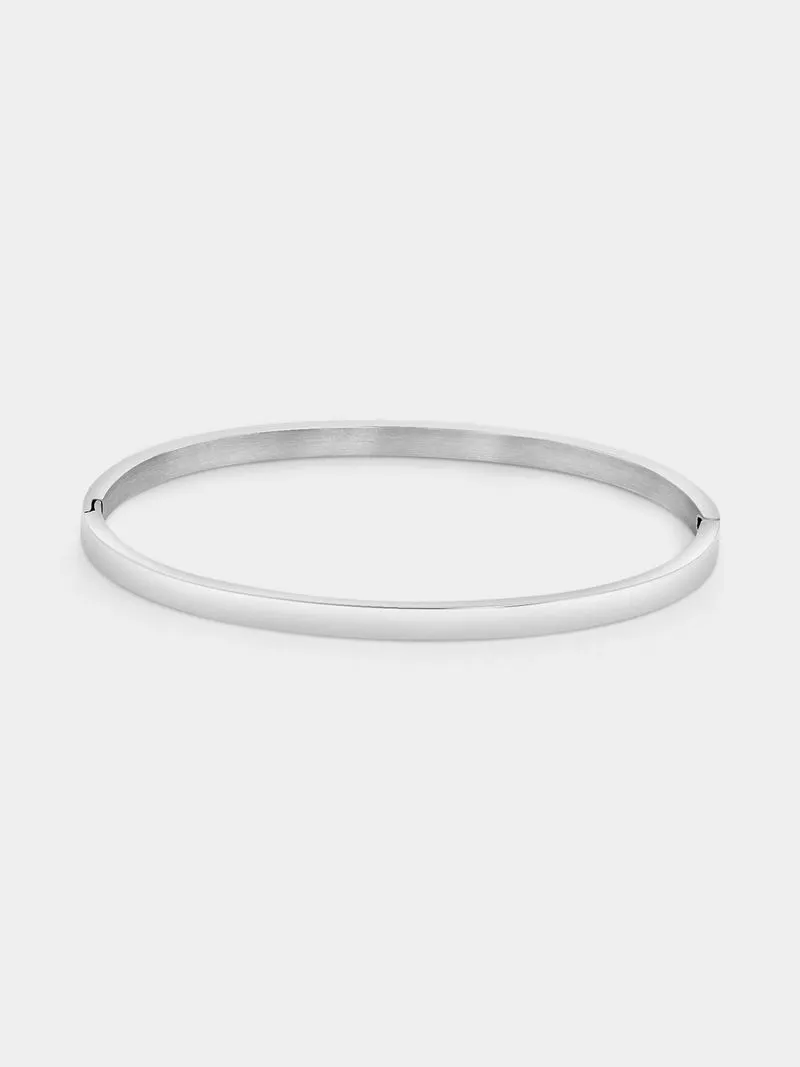 Tempo Jewellery Stainless Steel Cubic Zirconia Channel Bangle