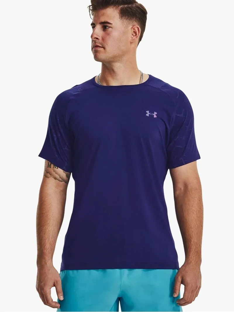 Men's Under Armour RUSH EMBOSS SS Dark Blue Tee
