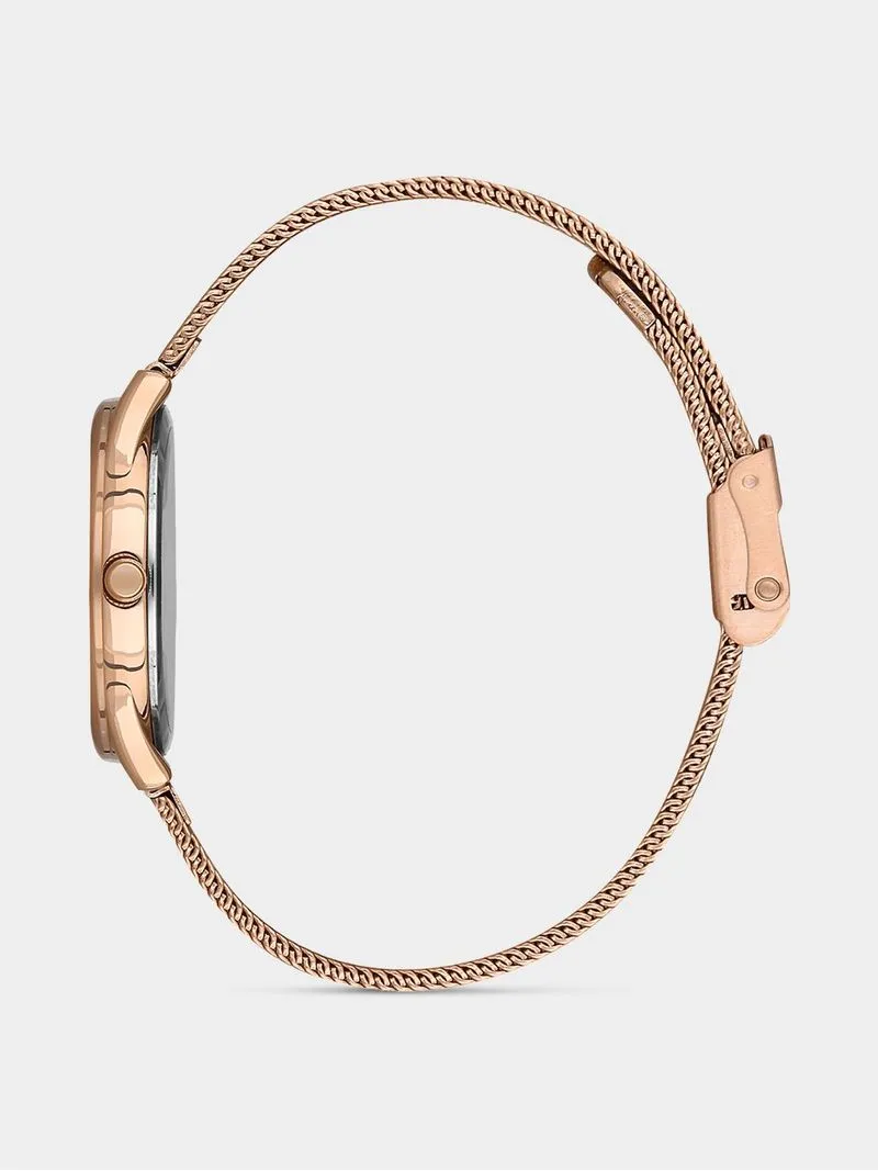 Daniel Klein Rose Plated Mother Of Pearl Dial Mesh Watch