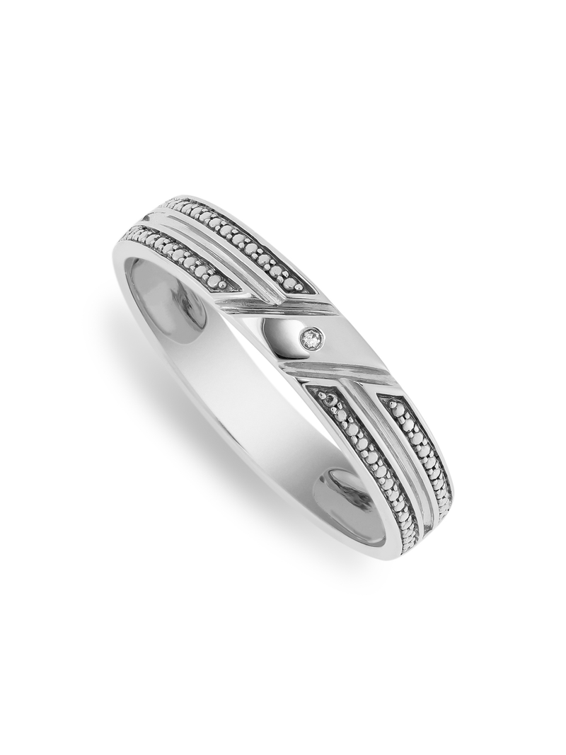 Sterling Silver & Diamond Atticus Men’s Wedding Band