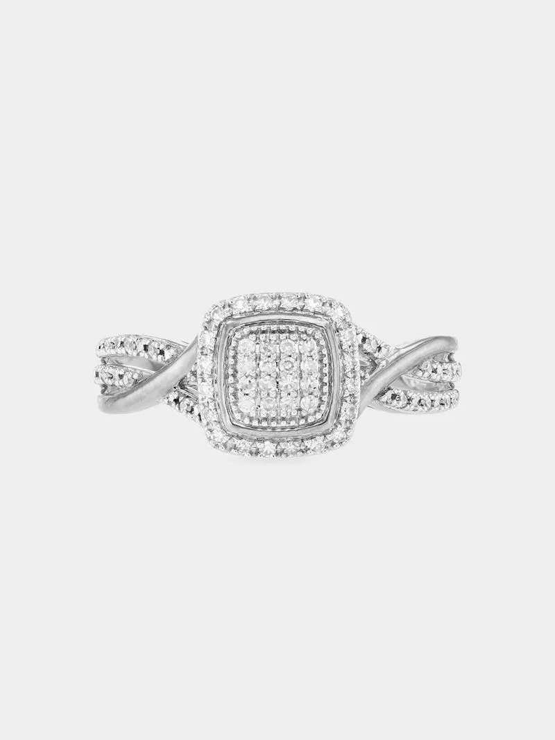 9ct Gold 0.15ct Diamond Cushion Twist Ring
