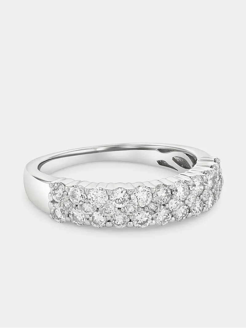 White Gold Lab Grown 1ct Diamond Women’s Double Row Pavé Ring