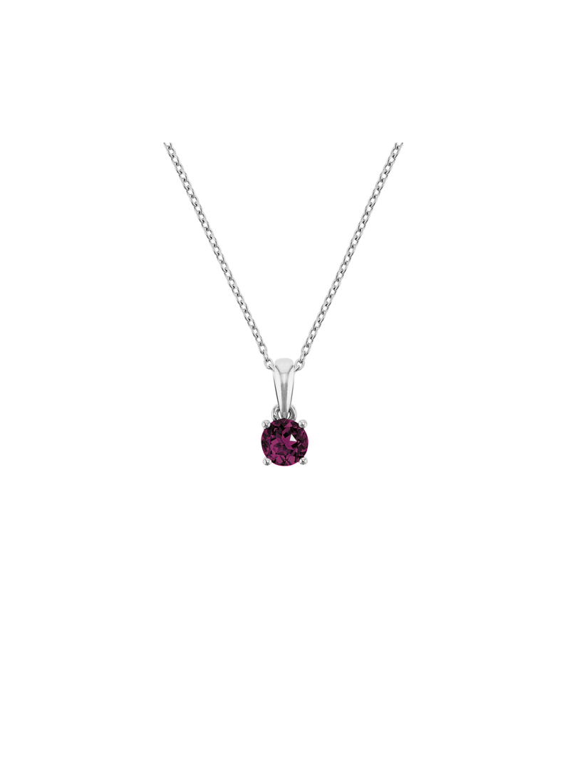 Sterling Silver Diamond & Created Ruby Birthstone Pendant