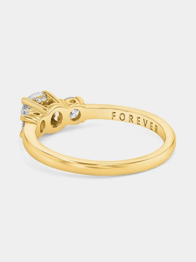 Yellow Gold 0.8ct Lab Grown Diamond Trilogy Ring