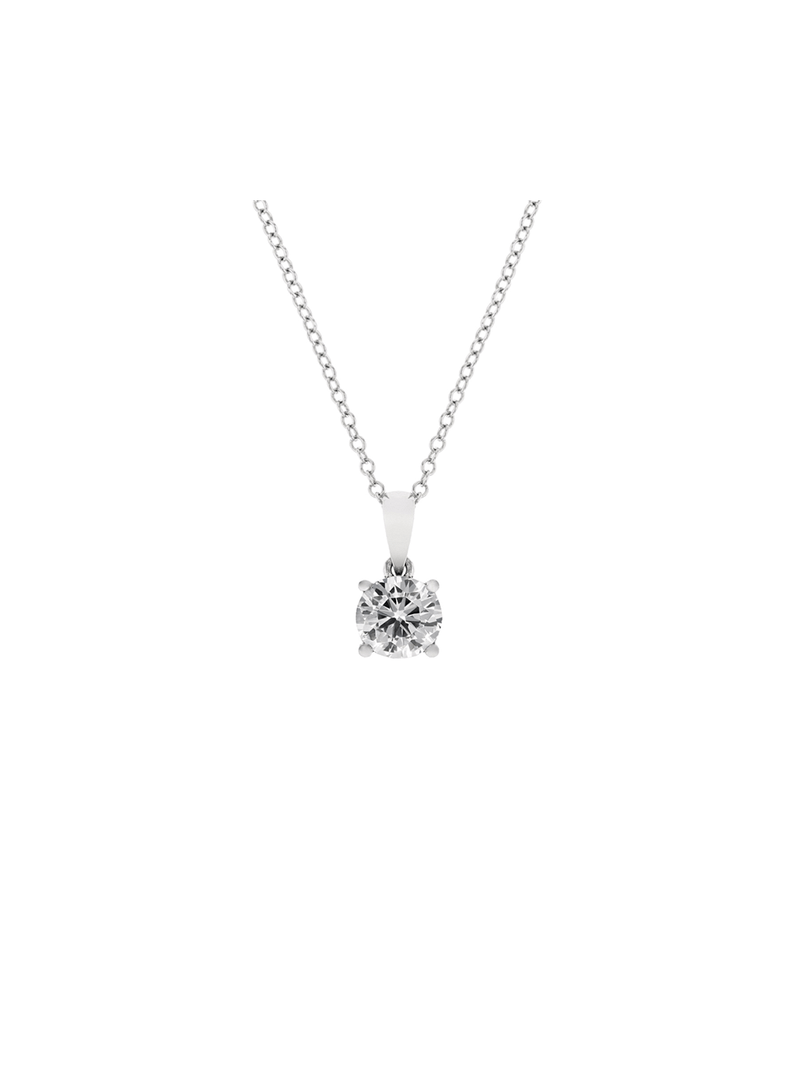 Cheté Sterling Silver Cubic Zirconia Classic Solitaire Pendant Necklace