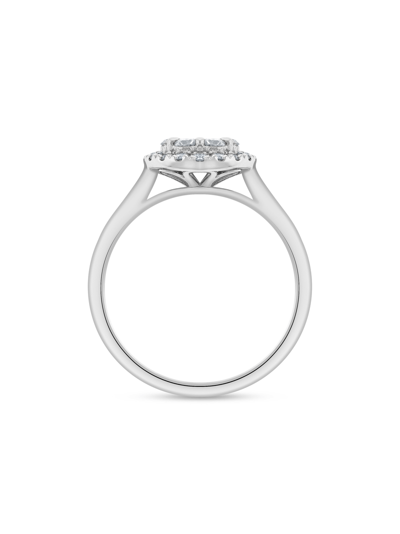 White Gold 0.86ct Diamond Round Halo Channel Ring