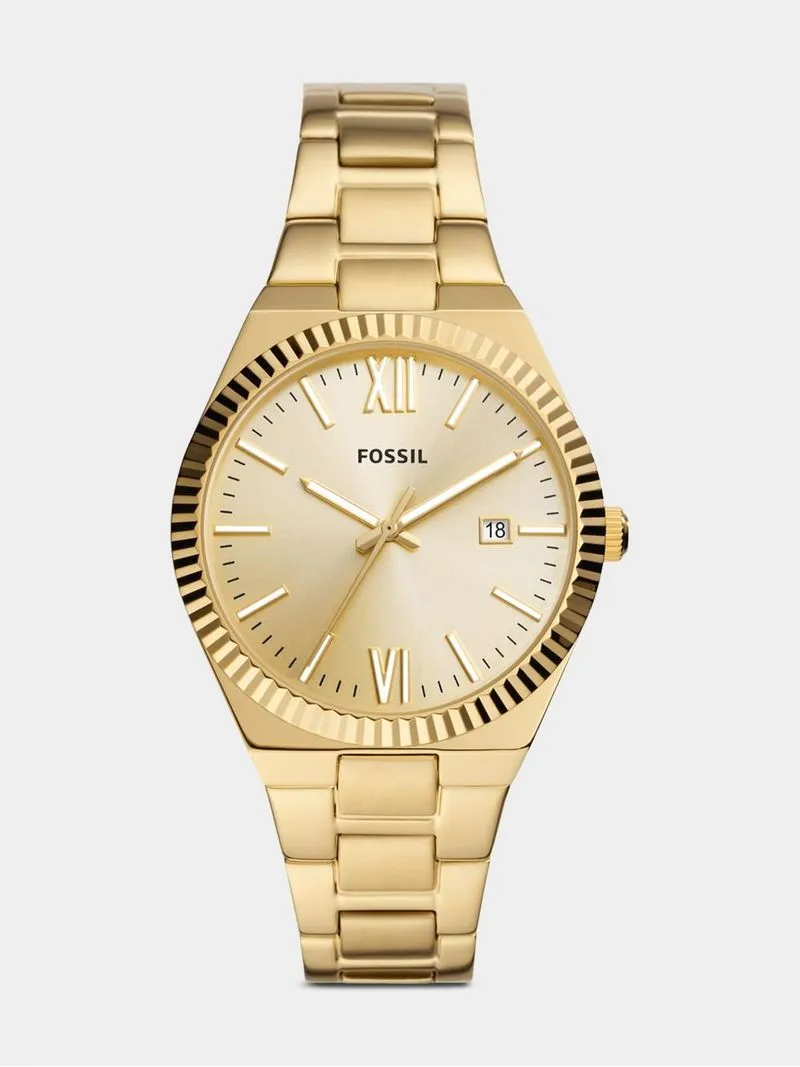 Fossil Scarlette Gold Plated Stainless Steel Bracelet Watch