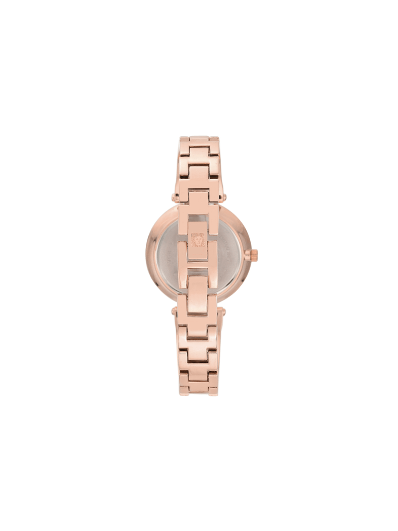 Anne Klein Ladies Diamond Accented Grey Marble Enamel Strap Watch