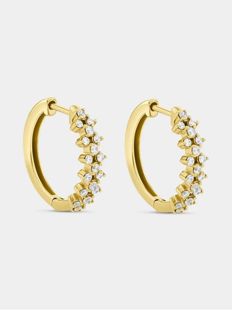 Yellow Gold 0.50ct Diamond Women’s Scatter Hoop Earrings