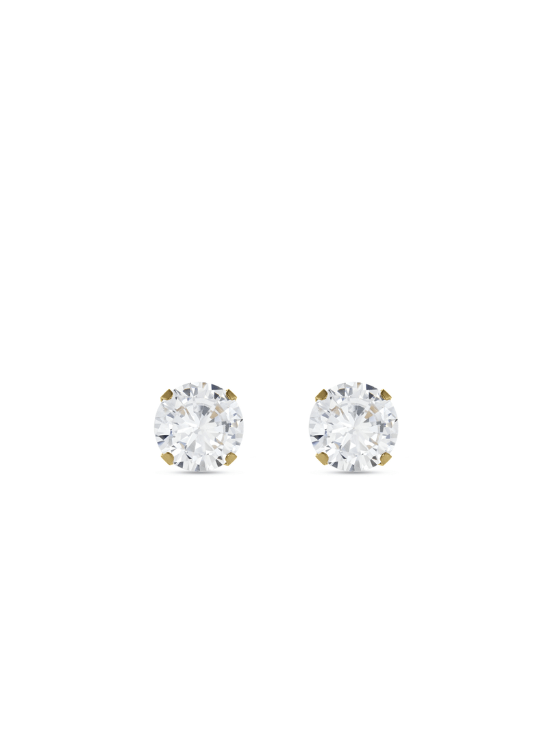 Gold-Toned Stainless Steel & Cubic Zirconia Round Stud Earrings