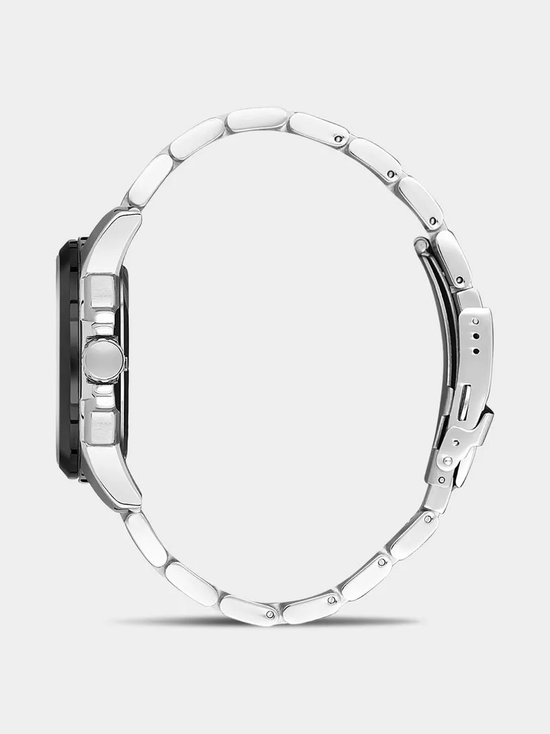 Daniel Klein Silver Plated Green Dial Stainless Steel Bracelet Watch