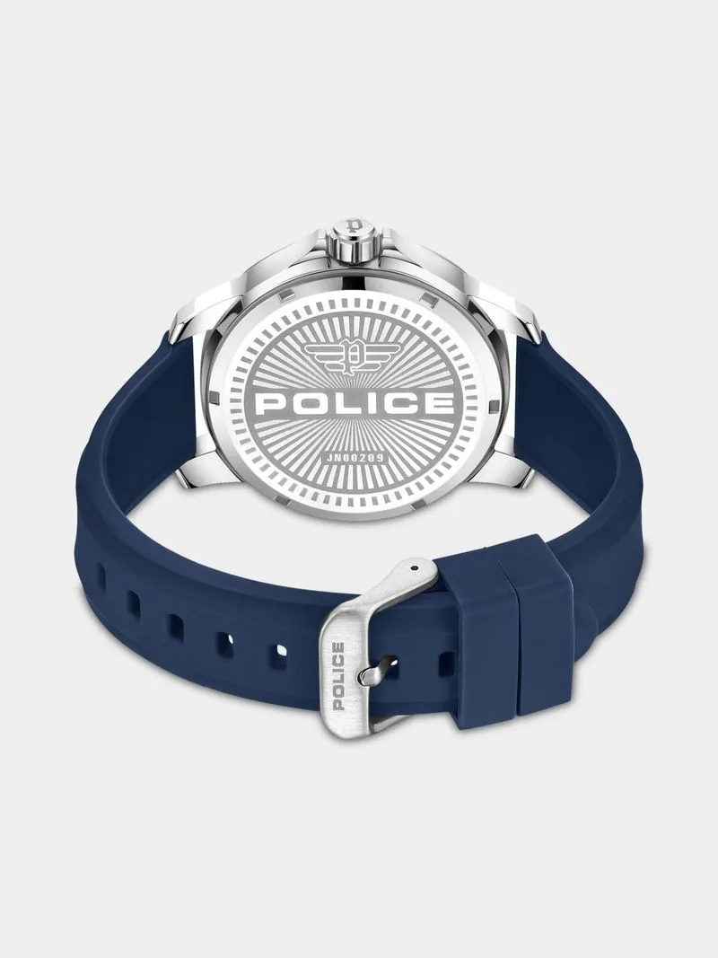 Police Mensor Stainless Steel Blue Dial Blue Silicone Watch