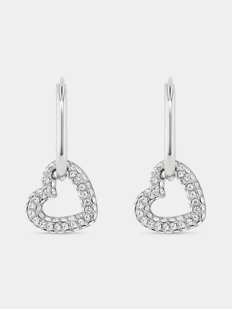 Tempo Jewellery Stainless Steel Cubic Zirconia Open Heart Drop Earrings
