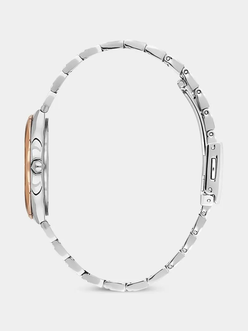 Daniel Klein Rose Plated Green Dial Two-Tone Bracelet Watch