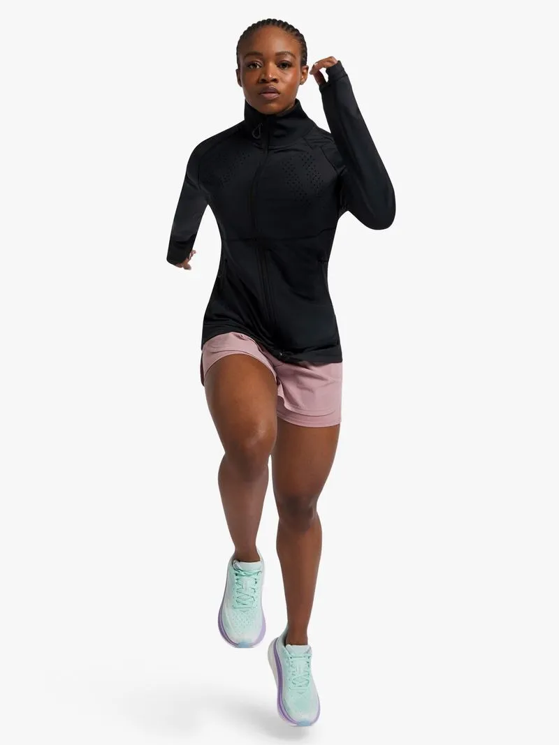 Womens TS - ACTV8 Podium Black Zip-Thru Run Jacket