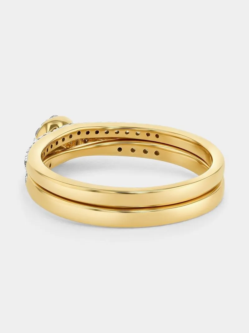 Yellow Gold 0.33ct Diamond Round Cluster Twinset Ring