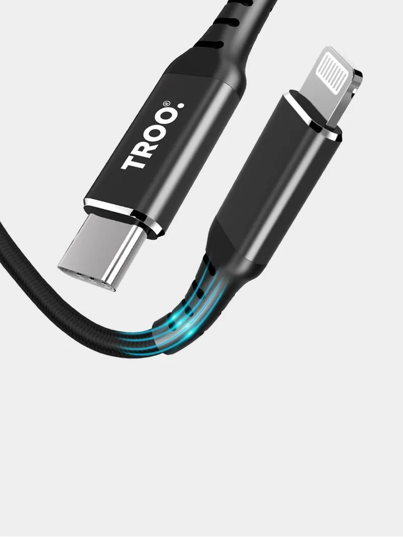 TROO Certified Fast Charge PD 30W Type-C To Lightning MFI Braided Cable - 2 m