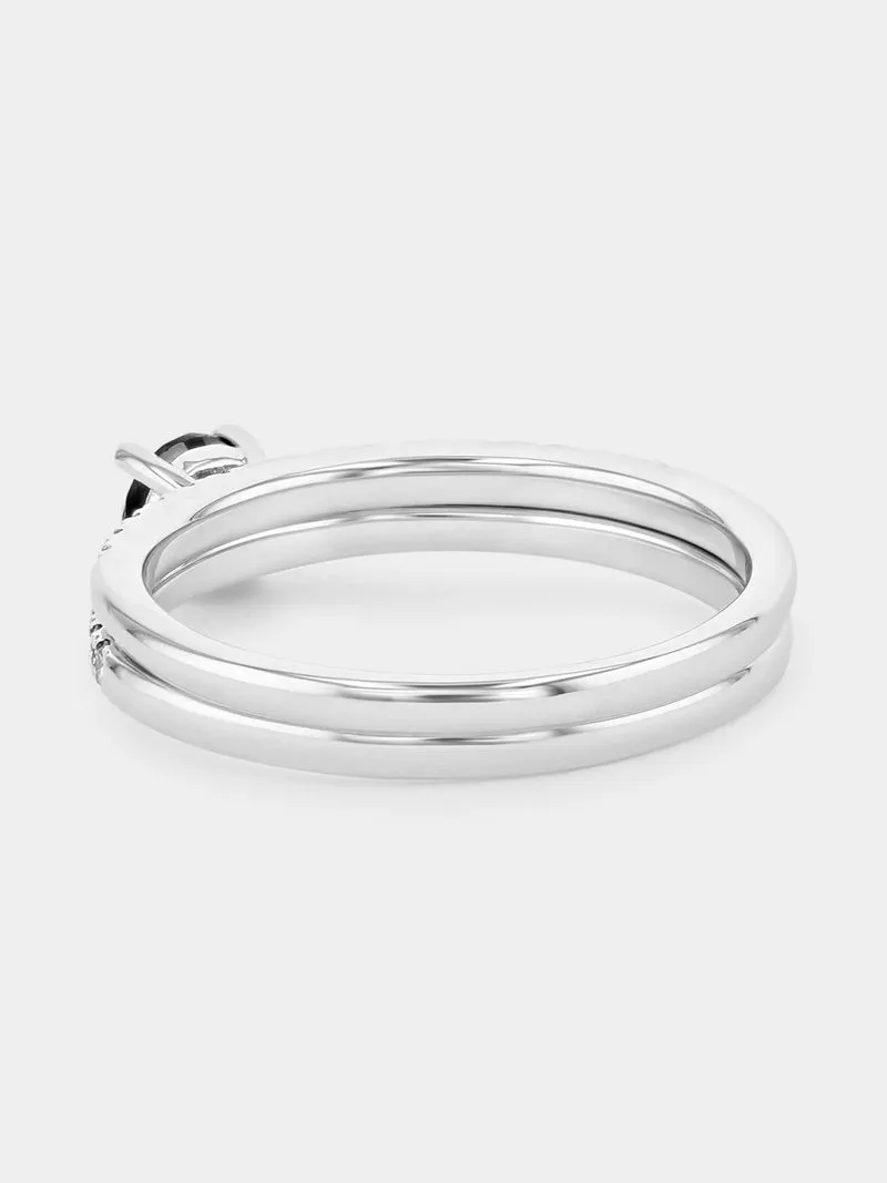 White Gold 0.85ct White & Black Diamond Solitaire Twinset Ring