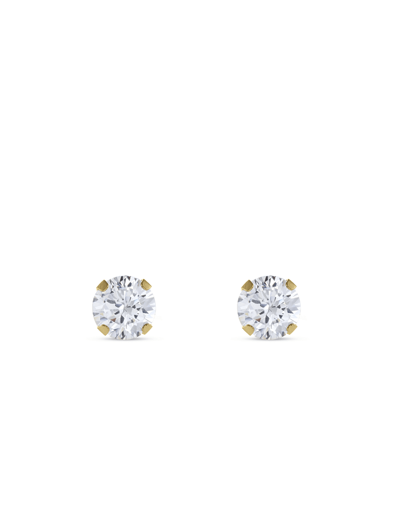 Gold-Toned Stainless Steel & Cubic Zirconia Round Stud Earrings