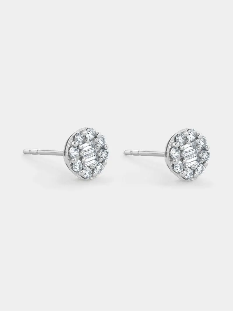 White Gold 0.33ct Diamond Women’s Round Halo Stud Earrings