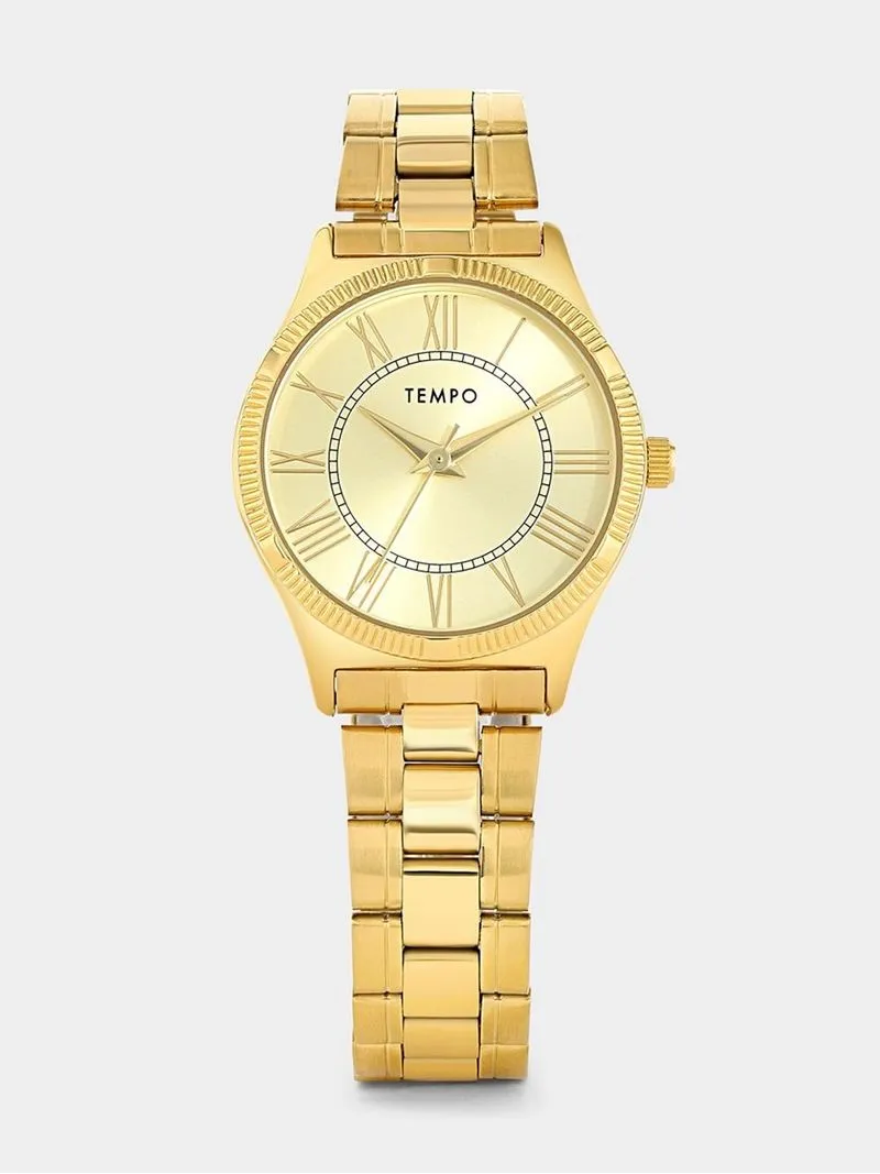 Tempo Women’s Champagne Dial Gold Plated Bracelet Watch