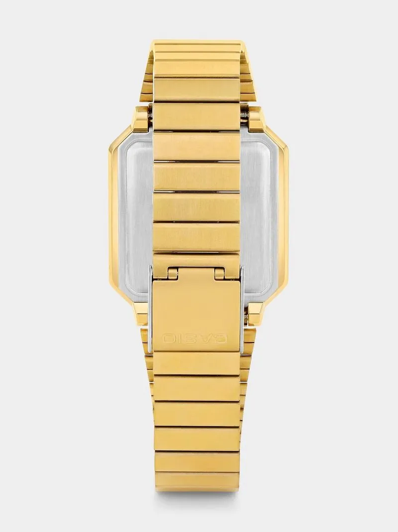 Casio Retro Gold Plated Rectangle Digital Bracelet Watch